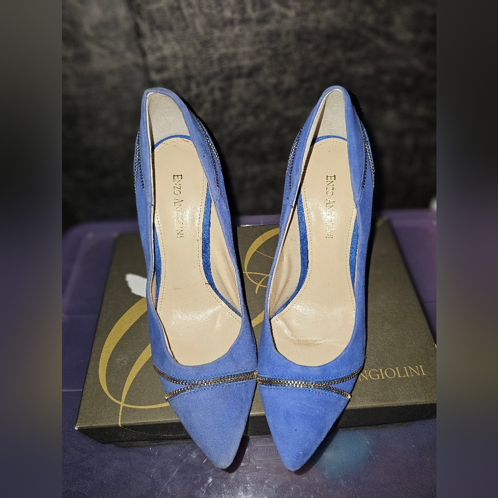 Enzo Angiolini Royal Blue Heels with Chain Detail
